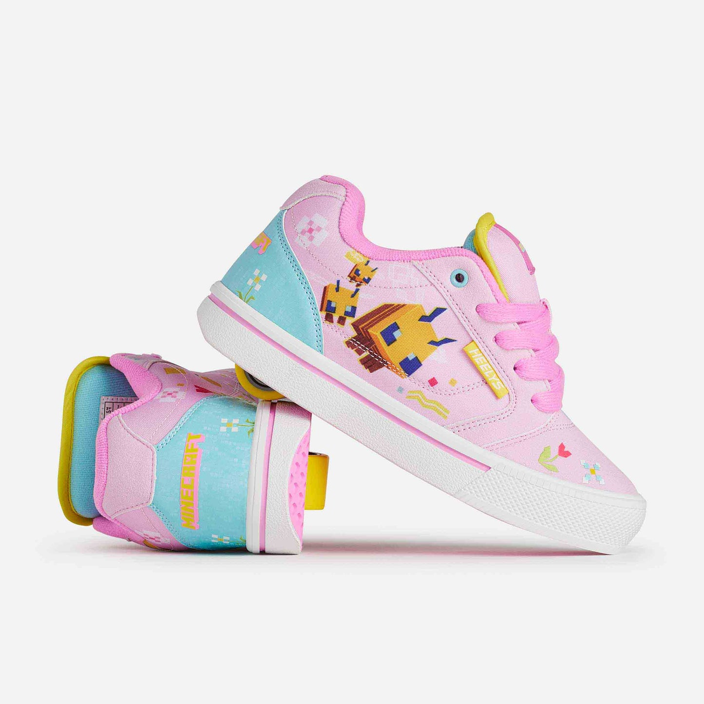 Heelys | Minecraft Pro 25 Adults | Lt Pink/Lt Blue/Yellow