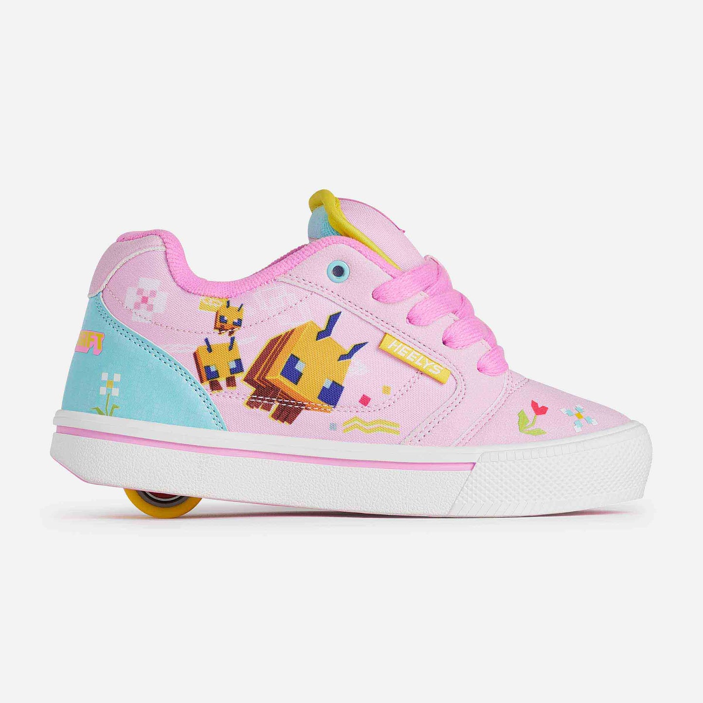 Heelys | Minecraft Pro 25 Adults | Lt Pink/Lt Blue/Yellow
